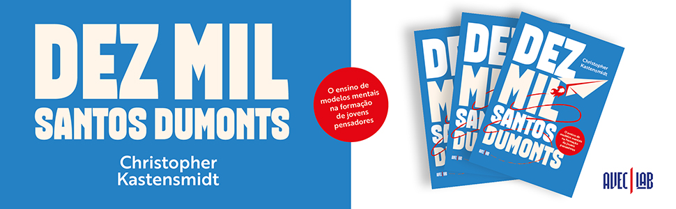 Banner do livro Dez Mil Santos Dumonts com capa e AVEC Lab